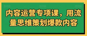内容运营专项课,用流量思维策划爆款内容-稀缺资源库