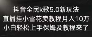 抖音全民k歌5.0新玩法，直播挂小雪花卖教程月入10万，小白轻松上手，保姆及教程来了【揭秘】-稀缺资源库