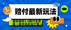 超级维权2.0全新玩法，2024赔付全思路职业打假一部手机搞定【仅揭秘】-稀缺资源库