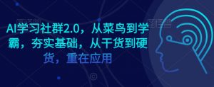 AI学习社群2.0,从菜鸟到学霸,夯实基础,从干货到硬货,重在应用-稀缺资源库