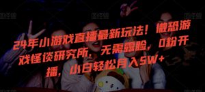 24年小游戏直播最新玩法！微恐游戏怪谈研究所，无需露脸，0粉开播，小白轻松月入5W+【揭秘】-稀缺资源库