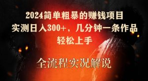 2024简单粗暴的赚钱项目，实测日入300+，几分钟一条作品，轻松上手【揭秘】-稀缺资源库