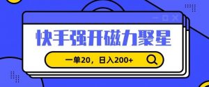 信息差赚钱项目，快手强开磁力聚星，一单20，日入200+【揭秘】-稀缺资源库