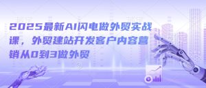 2025最新AI闪电做外贸实战课,外贸建站开发客户内容营销从0到3做外贸-稀缺资源库