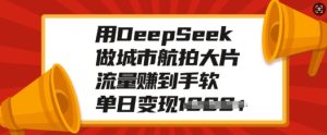 用DeepSeek做城市航拍大片,流量赚到手软,单日变现多张-稀缺资源库