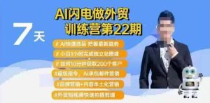 AI闪电做外贸训练营第22期：Al快速选品+小白1小时完成独立站搭建+10分钟获取200个客户等-稀缺资源库