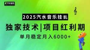 2025汽水音乐挂JI，独家技术，项目红利期，稳定月入5k【揭秘】-稀缺资源库