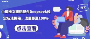 小说推文搬运配合Deepseek设定玩法揭秘，流量暴涨100%-稀缺资源库