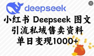 小红书Deepseek图文引流私域售卖资料,单日变现多张-稀缺资源库