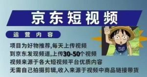 京东短视频带货课，无需自己拍摄剪辑，保姆式教学，两天快速上手-稀缺资源库