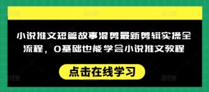 小说推文短篇故事混剪最新剪辑实操全流程，0基础也能学会小说推文教程，肯干多发日入多张-稀缺资源库