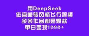 用DeepSeek做宫崎骏风格飞行视频,条条作品都是爆款,单日变现多张-稀缺资源库