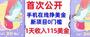 在线挣美金新项目,0门槛,1天收入115美刀,无脑操作,真正被动收入-稀缺资源库