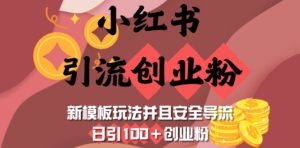 小红书引流创业粉,新模板玩法并且安全导流,日引100+创业粉-稀缺资源库