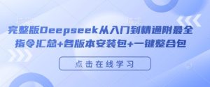 完整版Deepseek从入门到精通附最全指令汇总+各版本安装包+一键整合包-稀缺资源库