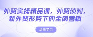外贸实操精品课,外贸谈判,新外贸形势下的全网营销-稀缺资源库