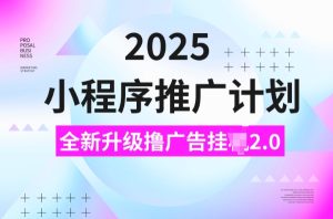 2025小程序推广计划，撸广告挂JI3.0玩法，日均5张【揭秘】-稀缺资源库