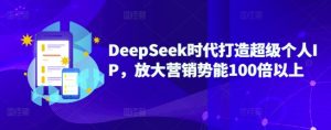 DeepSeek时代打造超级个人IP,放大营销势能100倍以上-稀缺资源库