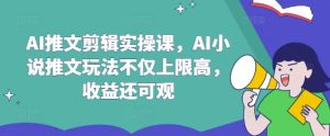 AI推文剪辑实操课，AI小说推文玩法不仅上限高，收益还可观-稀缺资源库