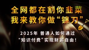 全网都在割你韭菜，我来教你做镰刀，2025普通人如何通过知识付费，实现财F自由【揭秘】-稀缺资源库