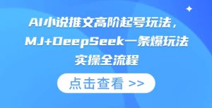 AI小说推文高阶起号玩法，MJ+DeepSeek一条爆玩法实操全流程-稀缺资源库
