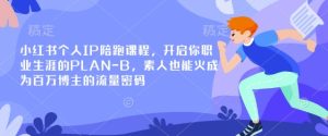 小红书个人IP陪跑课程,开启你职业生涯的PLAN-B,素人也能火成为百万博主的流量密码-稀缺资源库