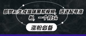 即梦AI生成猫咪黑帮视频,迅速起号涨粉,一个月5k-稀缺资源库