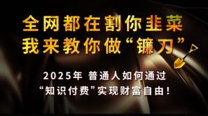 全网都在割你韭菜,我来教你做镰刀,2025普通人如何通过知识付费,实现财F自由【揭秘】-稀缺资源库
