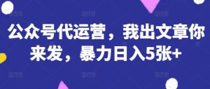 公众号代运营，我出文章你来发，暴力日入5张+【揭秘】-稀缺资源库