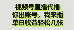 视频号直播代播，你出账号我来播，单日收益轻松几张【揭秘】-稀缺资源库