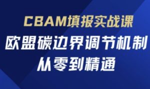 CBAM填报实战课,欧盟碳边界调节机制,从零到精通-稀缺资源库