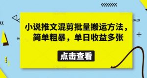 小说推文混剪批量搬运方法，简单粗暴，单日收益多张-稀缺资源库