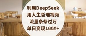 利用DeepSeek用人生哲理视频，流量条条过万，单日变现数张-稀缺资源库