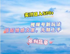 微信视频号最新玩法，表情包搭配情感文案，2分钟一条原创作品，简单好上手，轻松日入几张-稀缺资源库