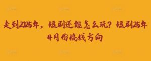 走到2025年，短剧还能怎么玩？短剧25年4月份搞钱方向-稀缺资源库