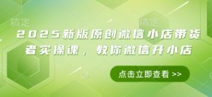 2025新版原创微信小店带货者实操课,教你微信开小店-稀缺资源库