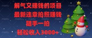解气又挣钱的项目，最新违章拍照挣钱，随手一拍，轻松收入数张【揭秘】-稀缺资源库