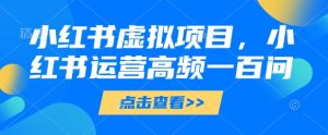 小红书虚拟项目,小红书运营高频一百问【文档】-稀缺资源库