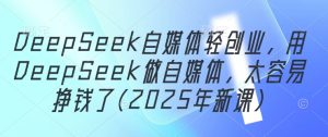 DeepSeek自媒体轻创业，用DeepSeek做自媒体，太容易挣钱了(2025年新课)-稀缺资源库