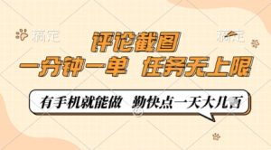 评论截图，0.5元一单，一分钟一单，有手机就能做，任务无上限，勤快点一天几张【揭秘】-稀缺资源库