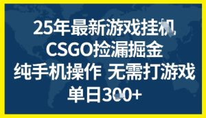 25年CSGO游戏搬砖，全自动挂G，不需要玩游戏，手机操作日入3张+【揭秘】-稀缺资源库