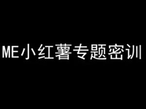 ME小红薯专题密训-小红书电商教程-稀缺资源库