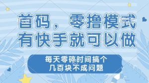 首码，零撸模式，有快手就可以做，每天零碎时间搞个几张不成问题【揭秘】-稀缺资源库