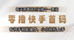 零撸快手首码,每天用零碎时间搞个一两张,有快手就能操作小白轻松上手【揭秘】-稀缺资源库