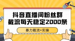 抖音直播间粉丝群暴力截流，一台电脑每天稳定2000条数据【揭秘】-稀缺资源库