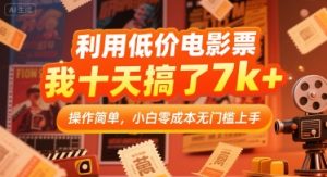 利用低价电影票,我十天搞了7k+,操作简单,小白零成本无门槛上手【揭秘】-稀缺资源库