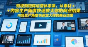 短视频矩阵运营体系课,从素材+内容生产角度快速放大你的商业结果-稀缺资源库