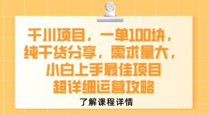 千川项目，一单1张，纯干货分享，需求量大，小白上手最佳项目，超详细运营攻略-稀缺资源库