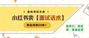 小红书虚拟项目掘金,卖面试话术资料,单店纯利20W+(附爆款笔记制作方法)-稀缺资源库