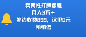 卖两性打牌课程，月入3W+外边收费899的课程，这里0元，悄悄做-稀缺资源库
